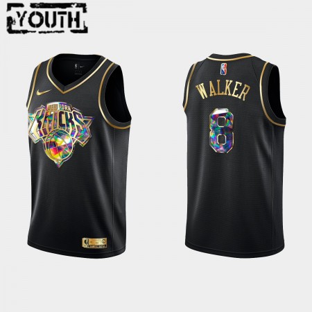 Maglia NBA New York Knicks Kemba Walker 8 Nike 2021-22 Nero Golden Edition 75th Anniversary Diamond Swingman - Bambino